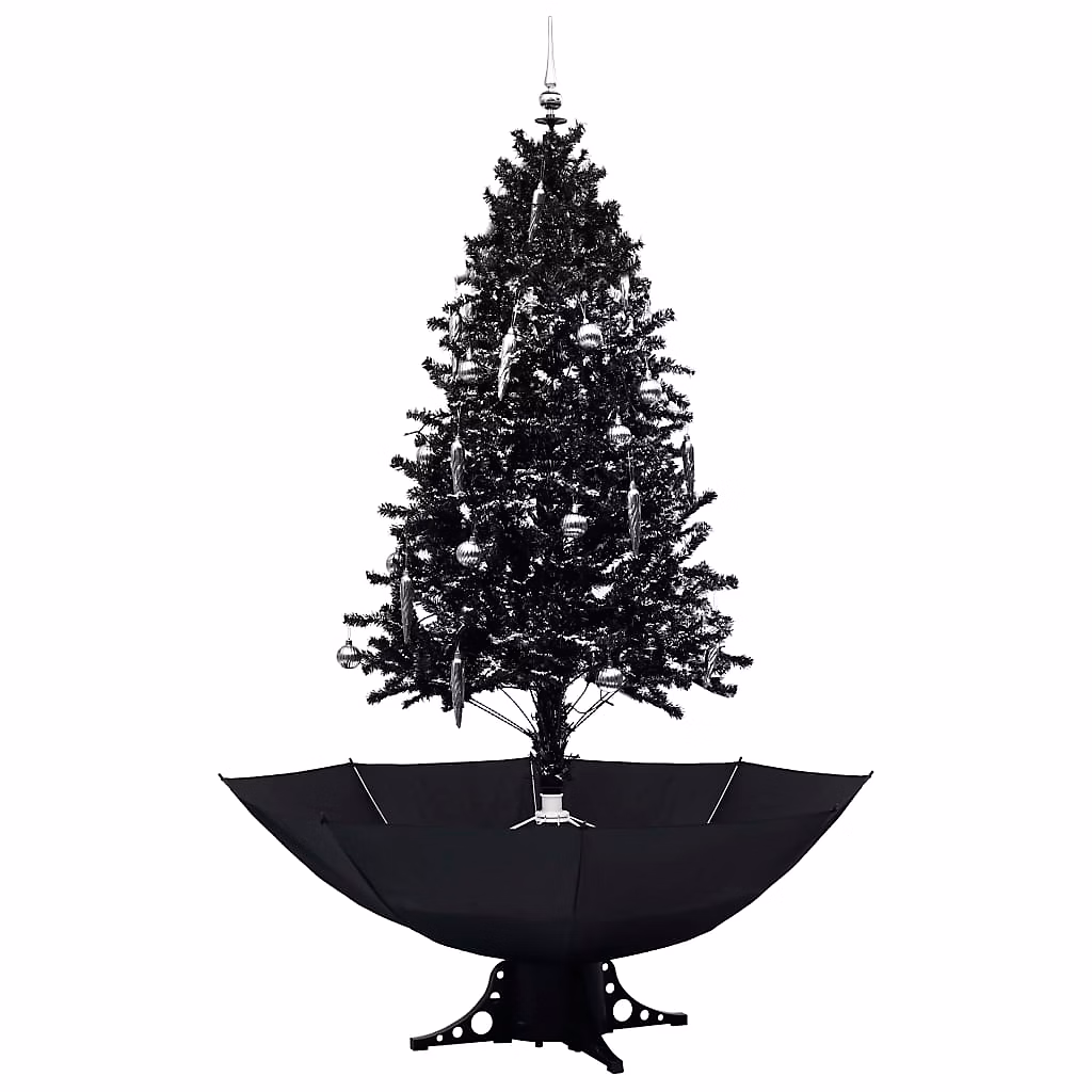Sapin de Noël – Arbre de Noël neigeux avec base de parapluie Noir 190 cm PVC vidaXL