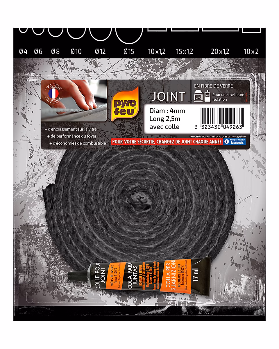 Joint en fibres de verre pour foyers et inserts Ø 4 mm – Réf. JNDCPHYAK0273562807