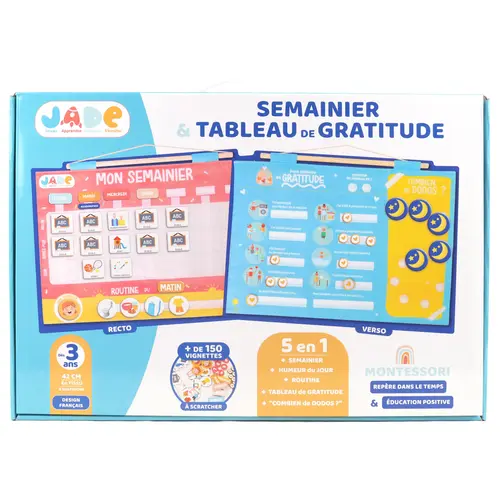 Calendrier semainier / tableau de gratitude Montessori permanent - 35 x 25 x 5,5 cm