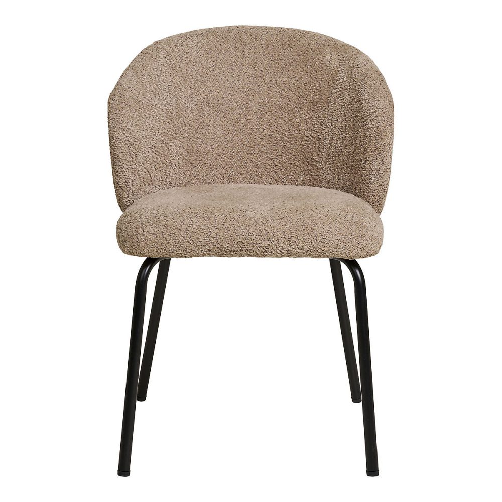 Chaises de salle à manger Safira – Ensemble de 2 Chaises Bouclées Beiges avec Pieds Noirs HN1266