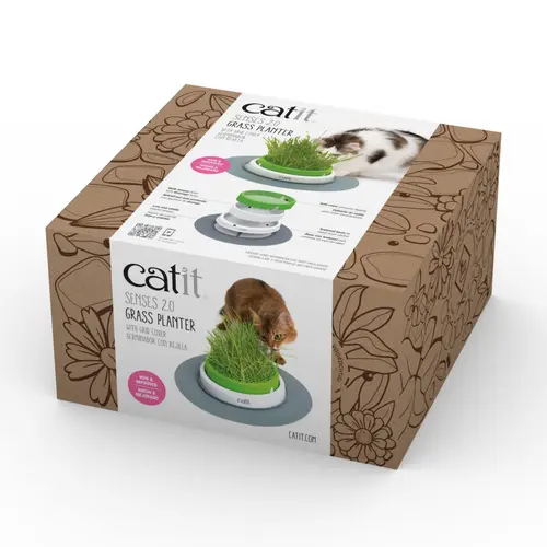 Pot de culture pour herbe à chat blanc/vert Cat-it Senses 2.0