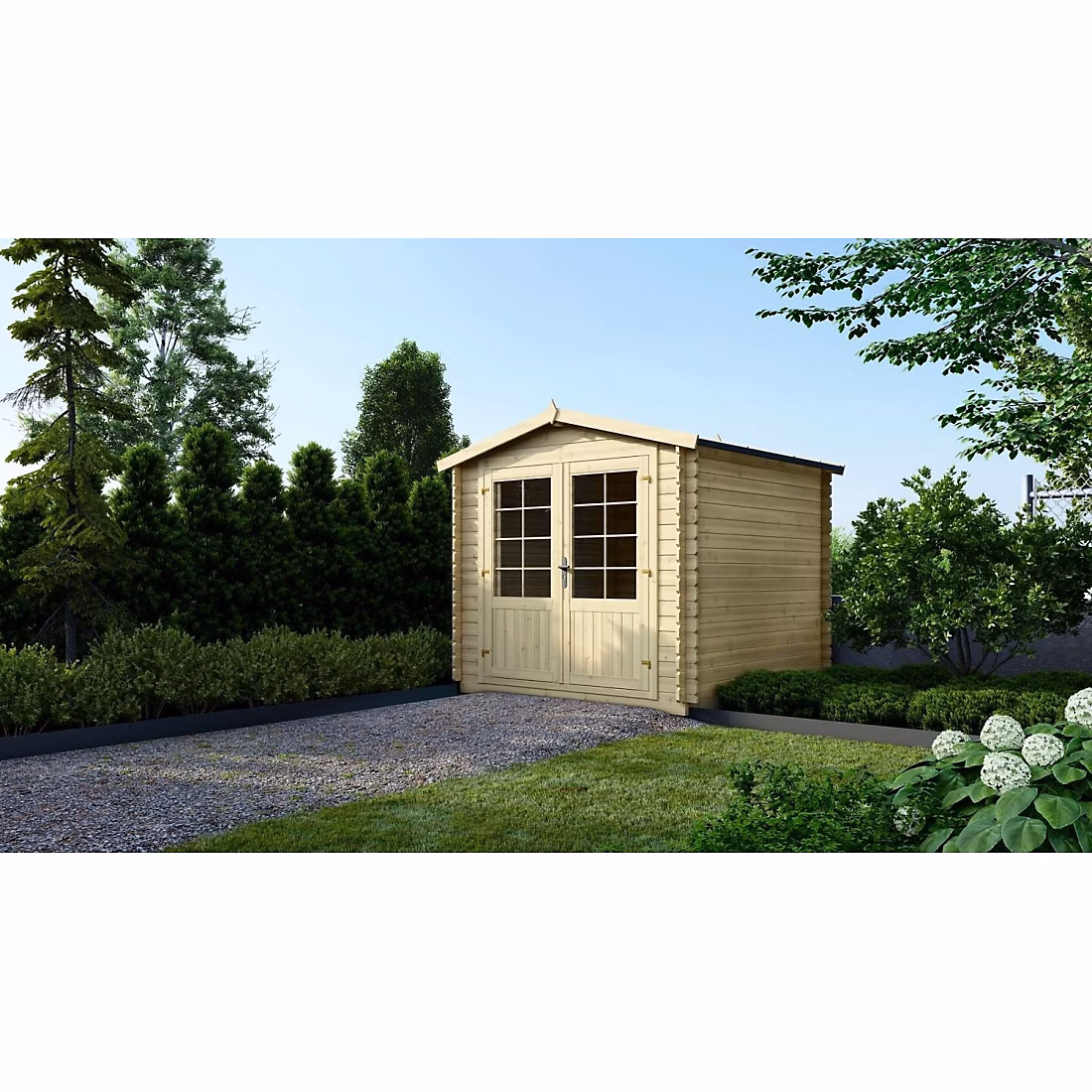 Abri de jardin en bois – 6.25m2 | 2.5x2.5m | Ep. 28mm | Couleur: naturel | DOM521