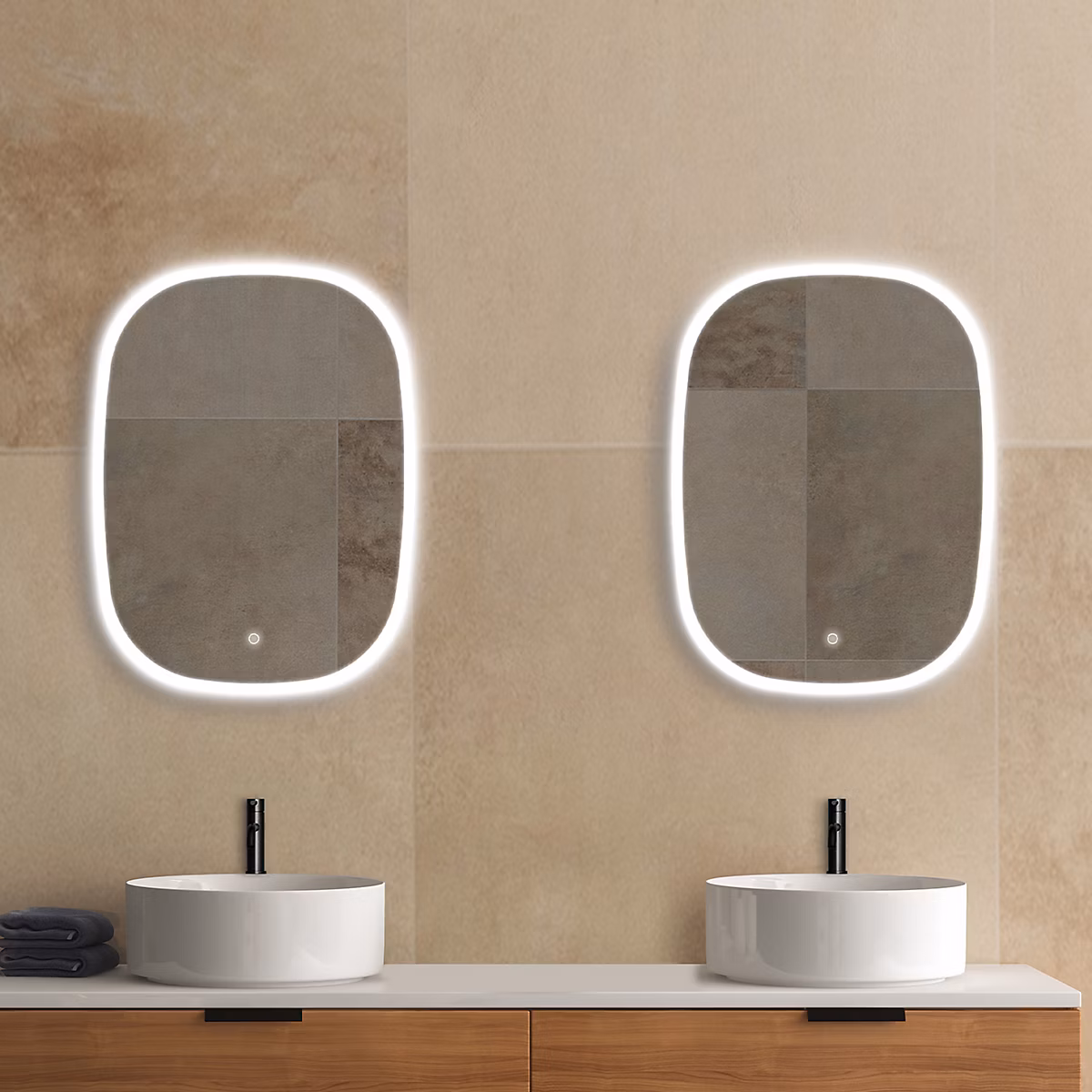 Miroir de salle de bains lumineux LED rectangulaire l. 60 x H. 80 cm MPGlass Bishop 2 | Miroir de salle de bains
