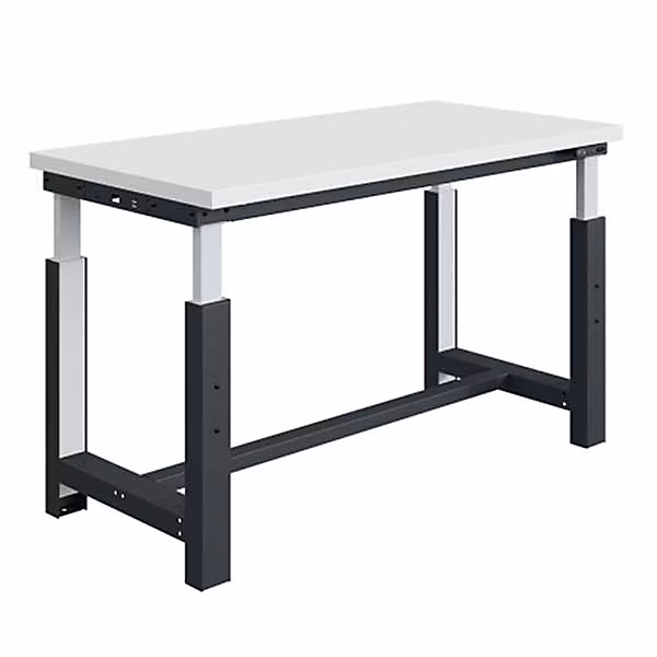 Établi pour atelier réglable en hauteur – Plateau haute résistance 1200 × 750 × 740/1140mm, Gris RAL7035, W010010841-GC