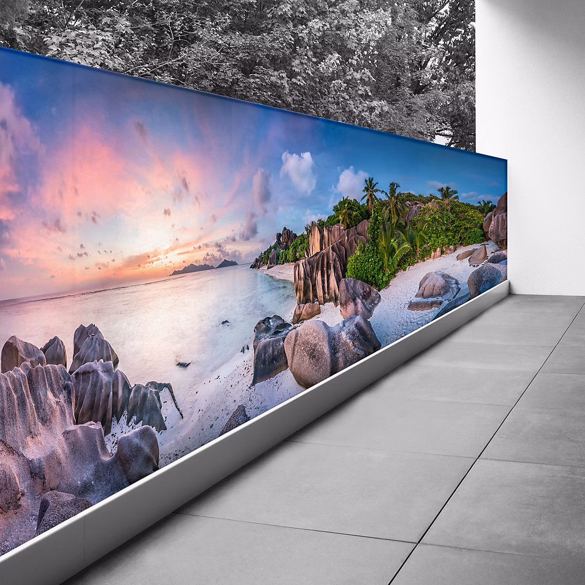 Brise vue Trompe l'oeil – 130 × 455 cm, Couché de soleil 3617689693811