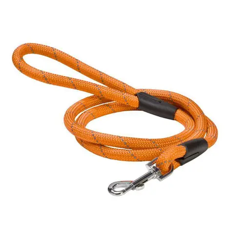 Laisse pour chien en nylon rond coloris orange Bobby - 1,2 m