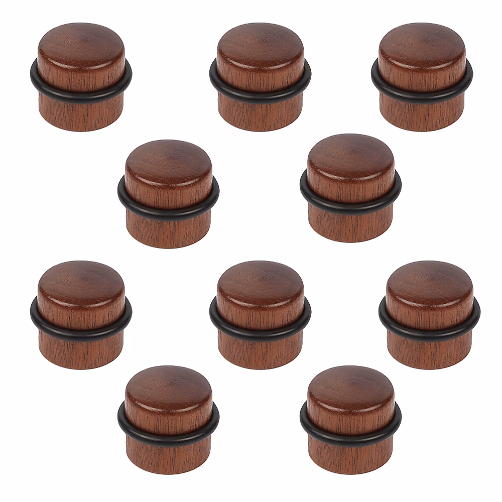 10 Un. Butée de porte adhésive en bois de sapelli naturel – Diamètre 37MM