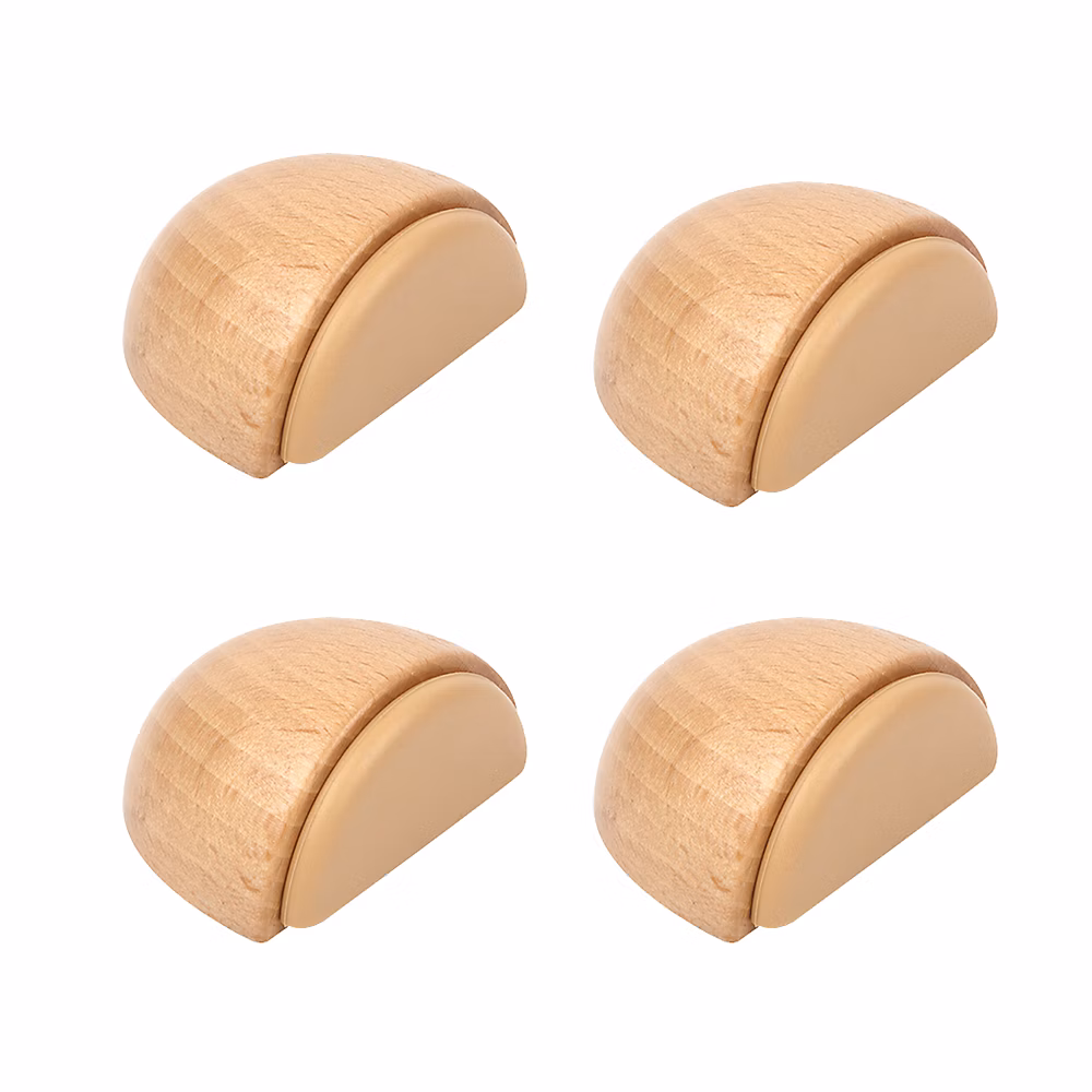 4 Un. Butée de porte adhésive en bois de hêtre naturel 47 × 38MM