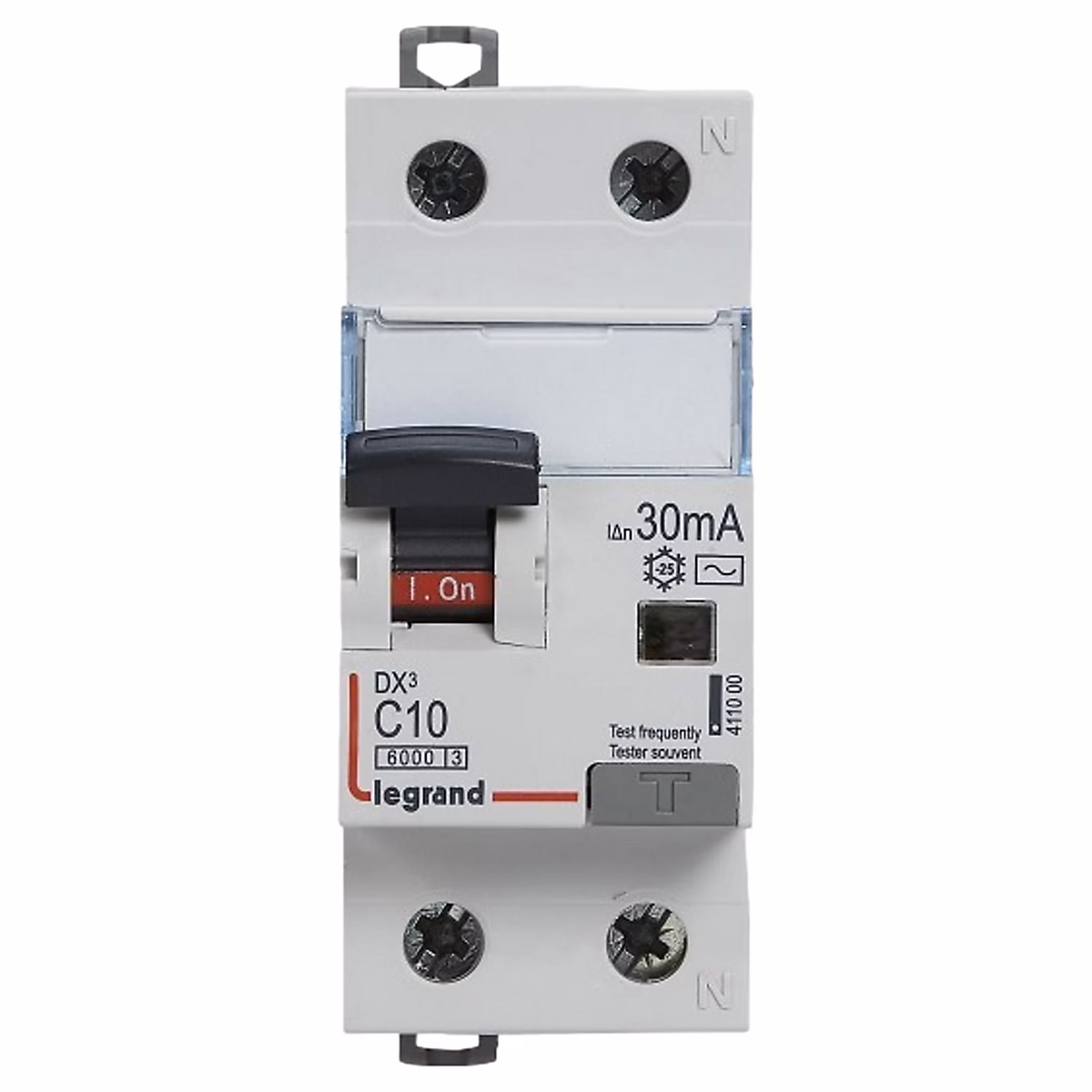 411000 Disjoncteur Différentiel 10a – 30ma, Type Ac, 1p+n, 2 Modules, Neutre à Droite, Auxiliarisable, Legrand