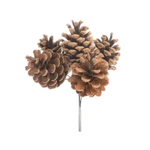 Bouquet de 5 pommes de pin tigées naturelles pour décoration de Noël