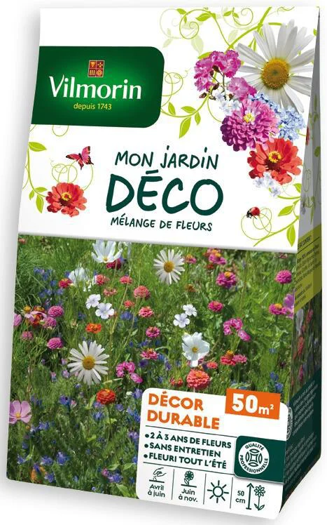 Mélange de fleurs Décor durable Vilmorin - graines à semer pour 50 m² de surface