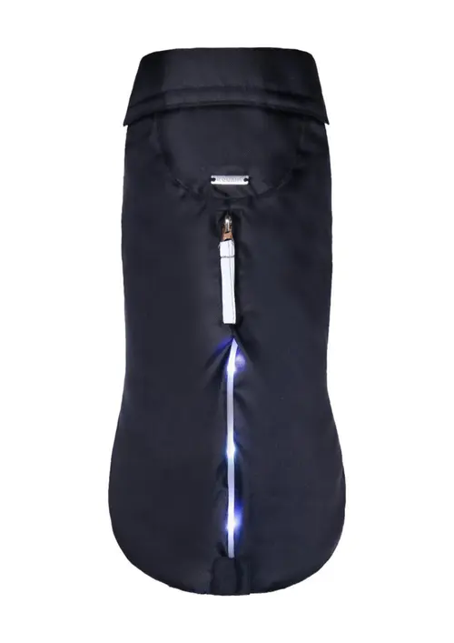 Manteau imperméable pour chien coloris noir Wouapy LED - Taille 46