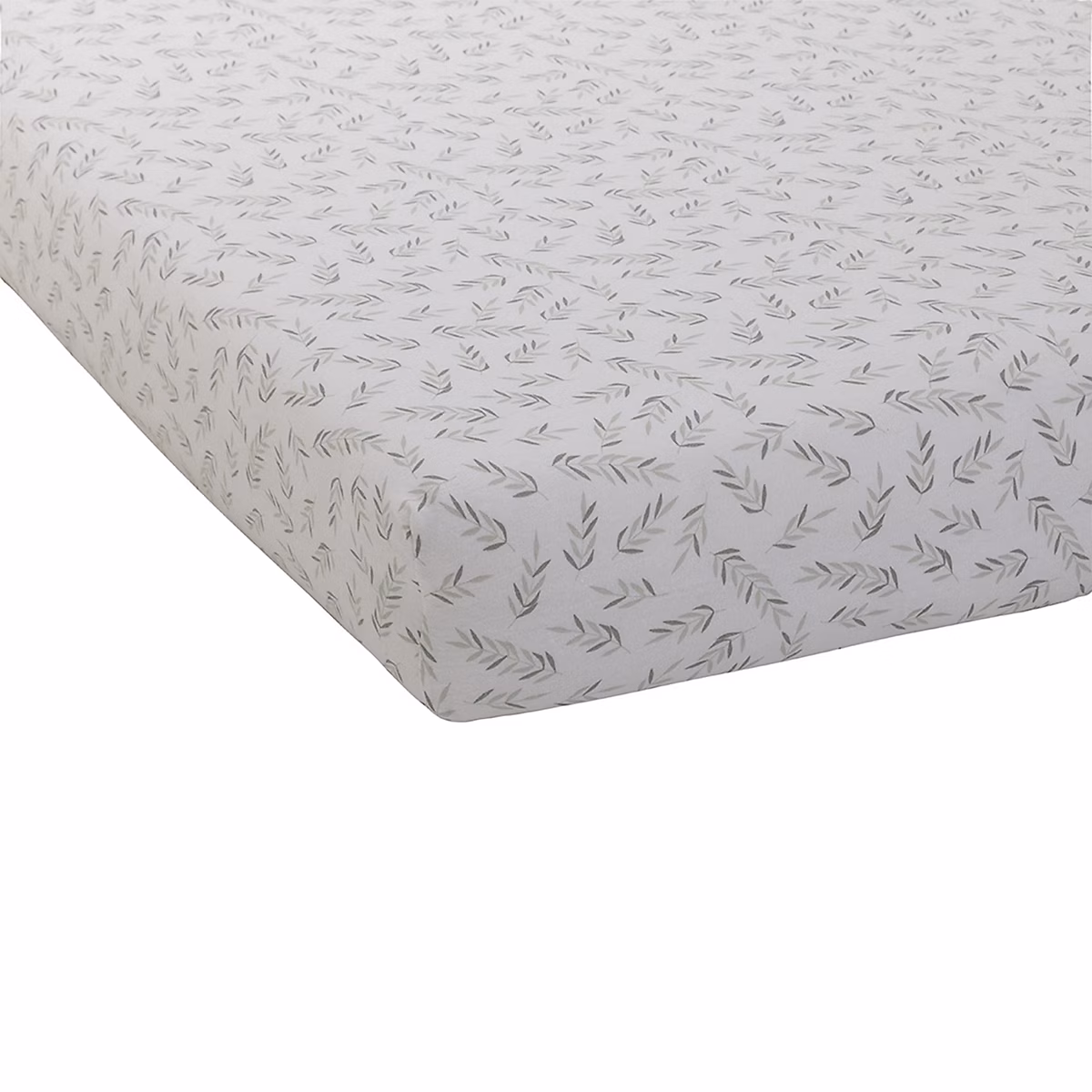 Drap housse imprimé esprit nature (60 × 120 cm – Blanc)