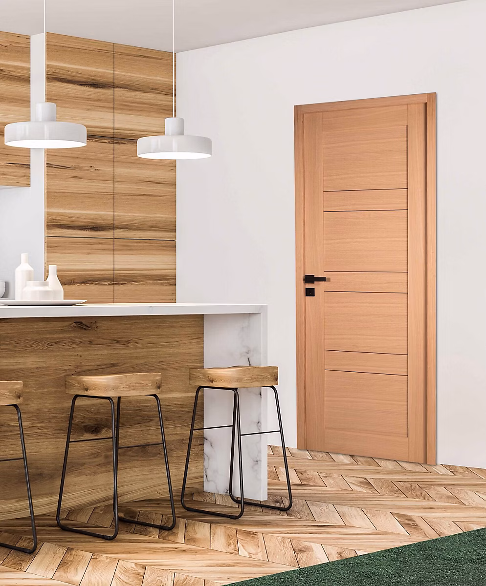 Bloc-porte (porte battante avec encadrement) – Bloc porte 1 Panneau CASSIOPEIA bois chêne européen 2040 x 730 Droite