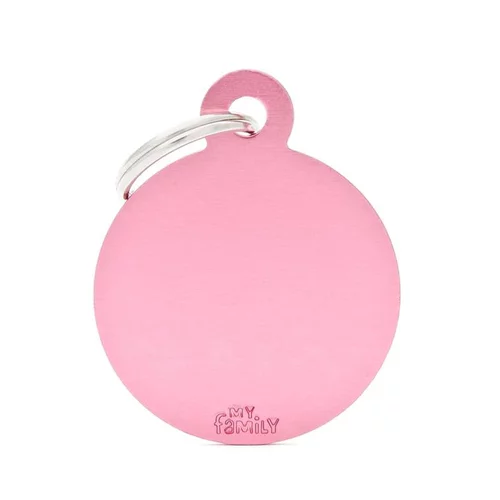 Médaille basic grand cercle pour chien en aluminium rose