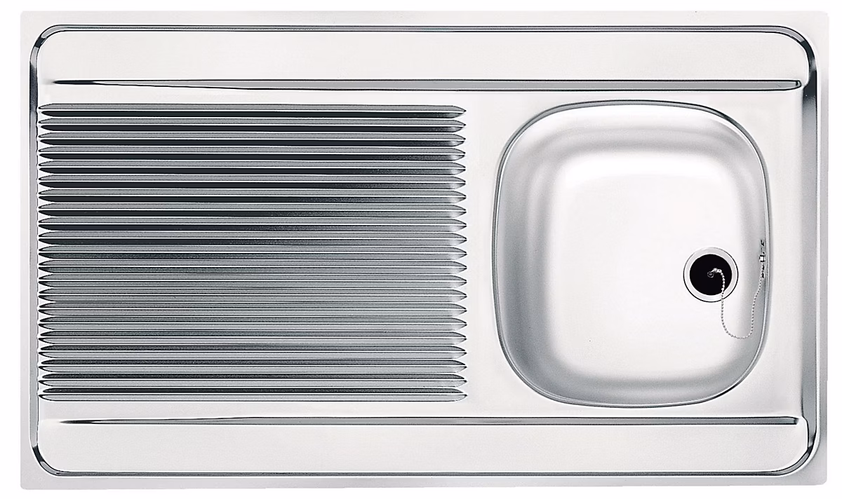 Évier inox 1 bac – 1 égouttoir à poser, Dimensions : 80 × 60 cm, MAN711, 800