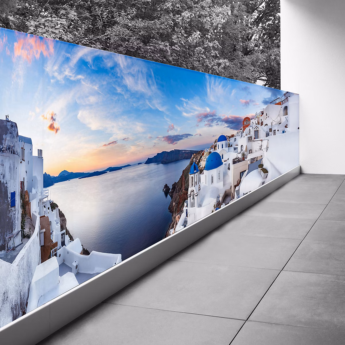Brise vue Trompe l'oeil – 110 × 357 cm, Santorin 3617689695549