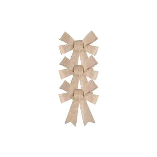 Ensemble de 3 nœuds beige en PVC aspect jute naturel - 11 x 12 cm