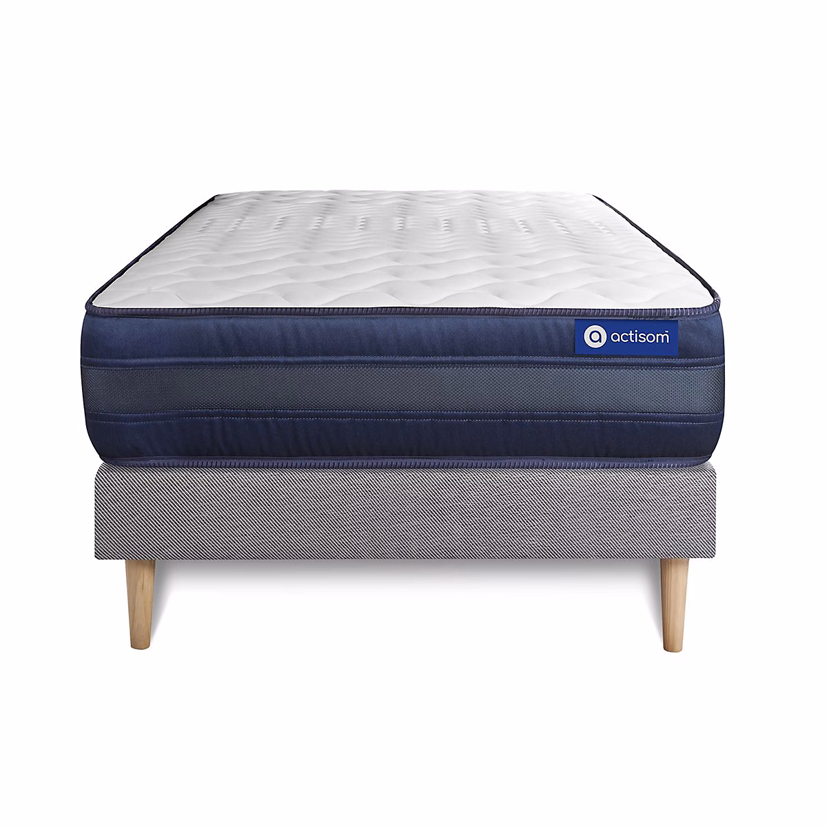 Ensemble | Matelas Mémoire de forme 24cm d'épaisseur – 5 zones de confort – Confort très ferme – Sommier tapissier en kit