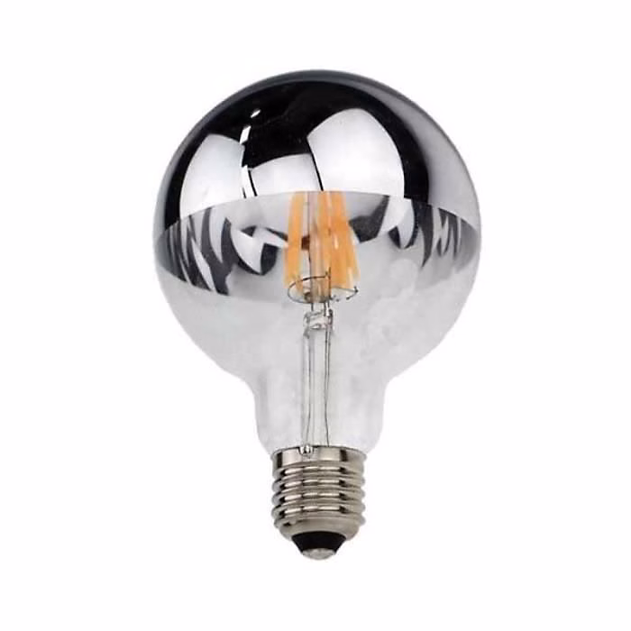 Ampoule LED E27 Filament 4W G95 Reflet Argent – Blanc Chaud 2300k, 3500k, SILUMEN