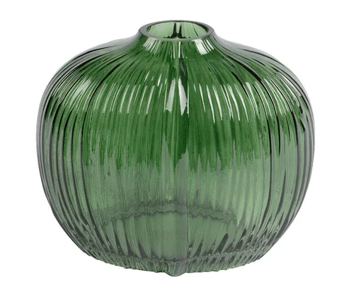 Vase rond en verre vert - 14,5 x 8 x 20 cm