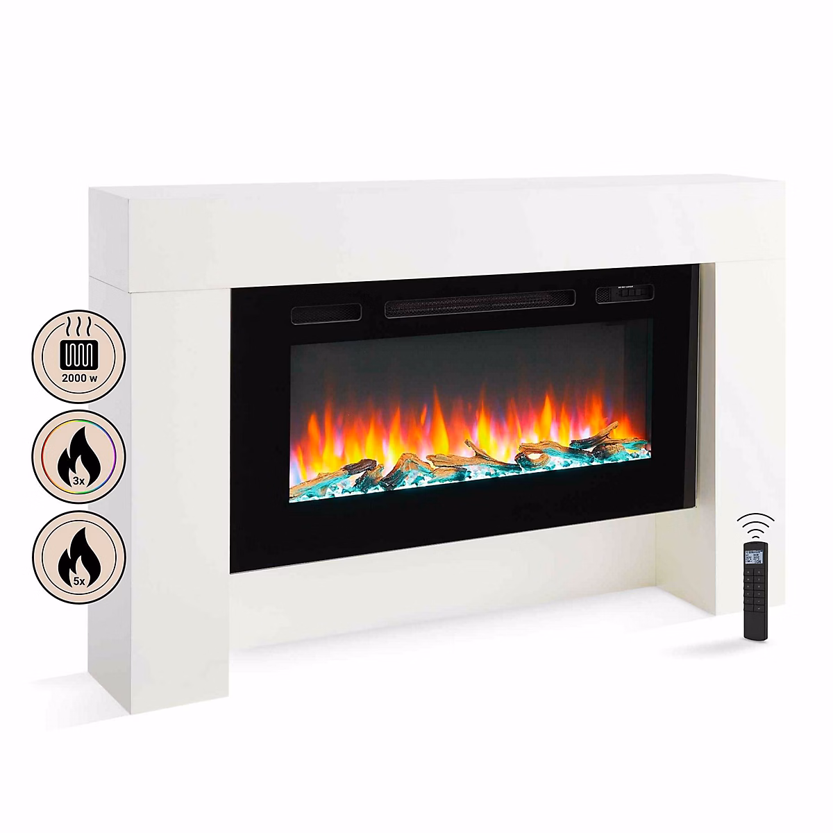 Cheminée électrique BALDERIA Herkules – Cheminée sur pied, Blanc