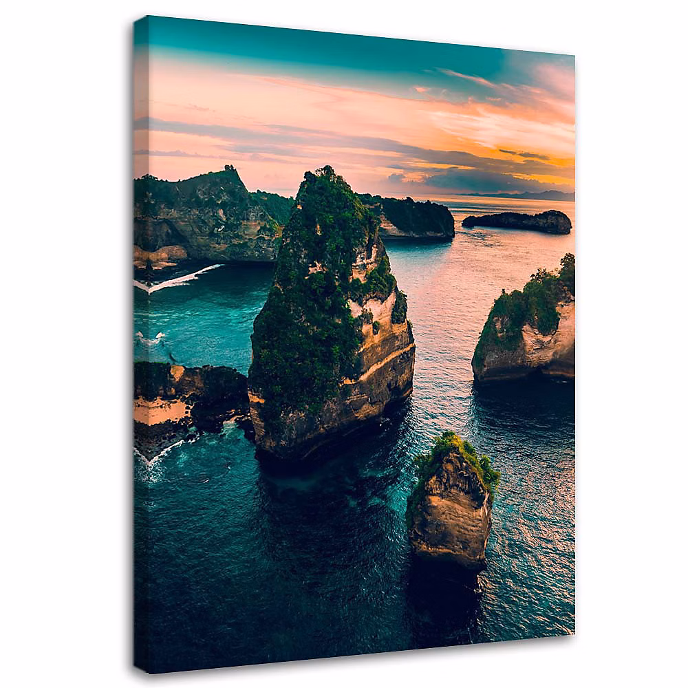 Cadre déco – Rocher Paysage turquoise 70 × 100 cm