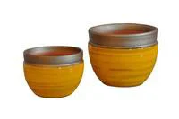Pot Austral Ibiza Sunshine en terre cuite émaillée H 16 x Ø 20 cm
