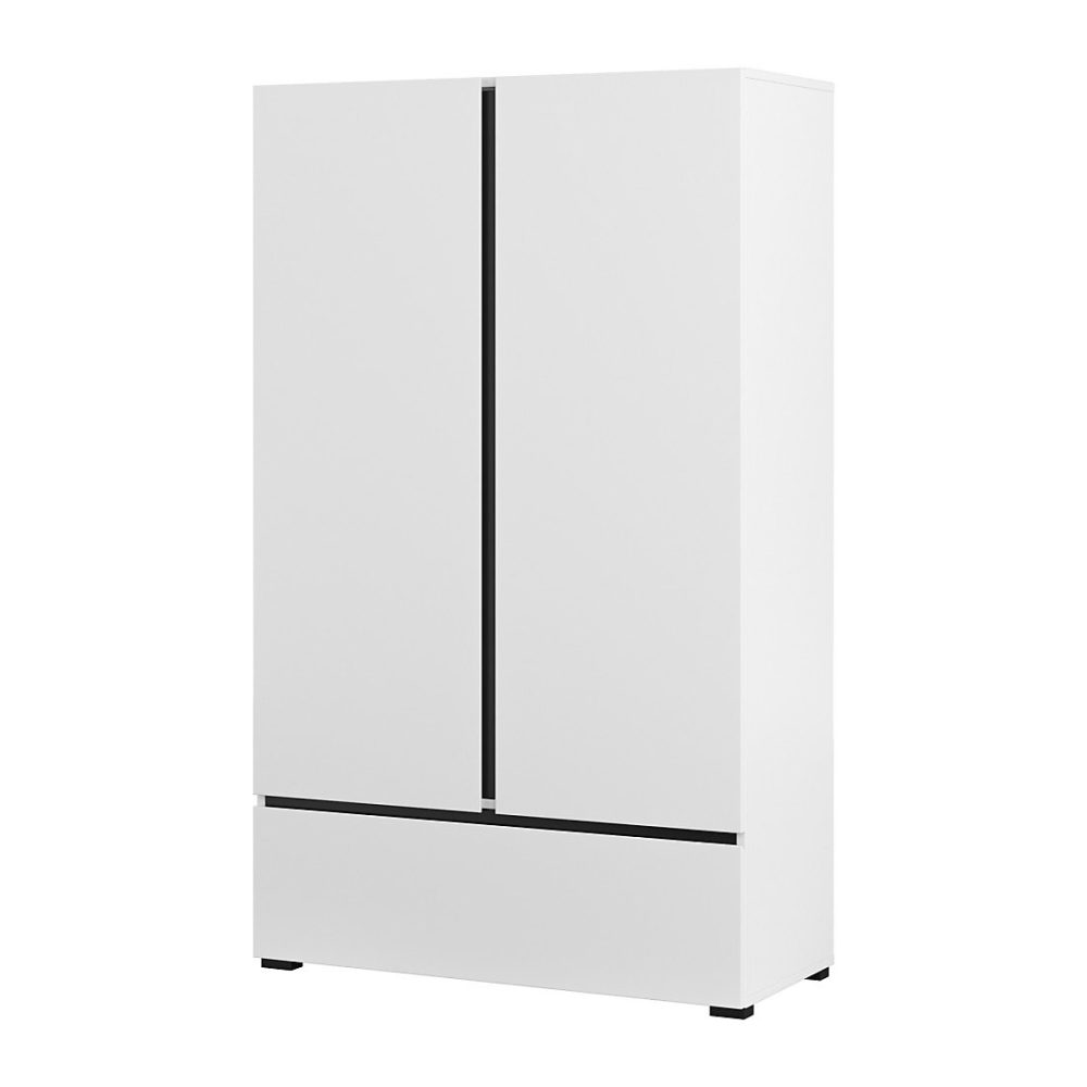 Armoire penderie – Armoire de rangement HAVANA blanche et noire 2 portes 1 tiroir Design moderne et pratique