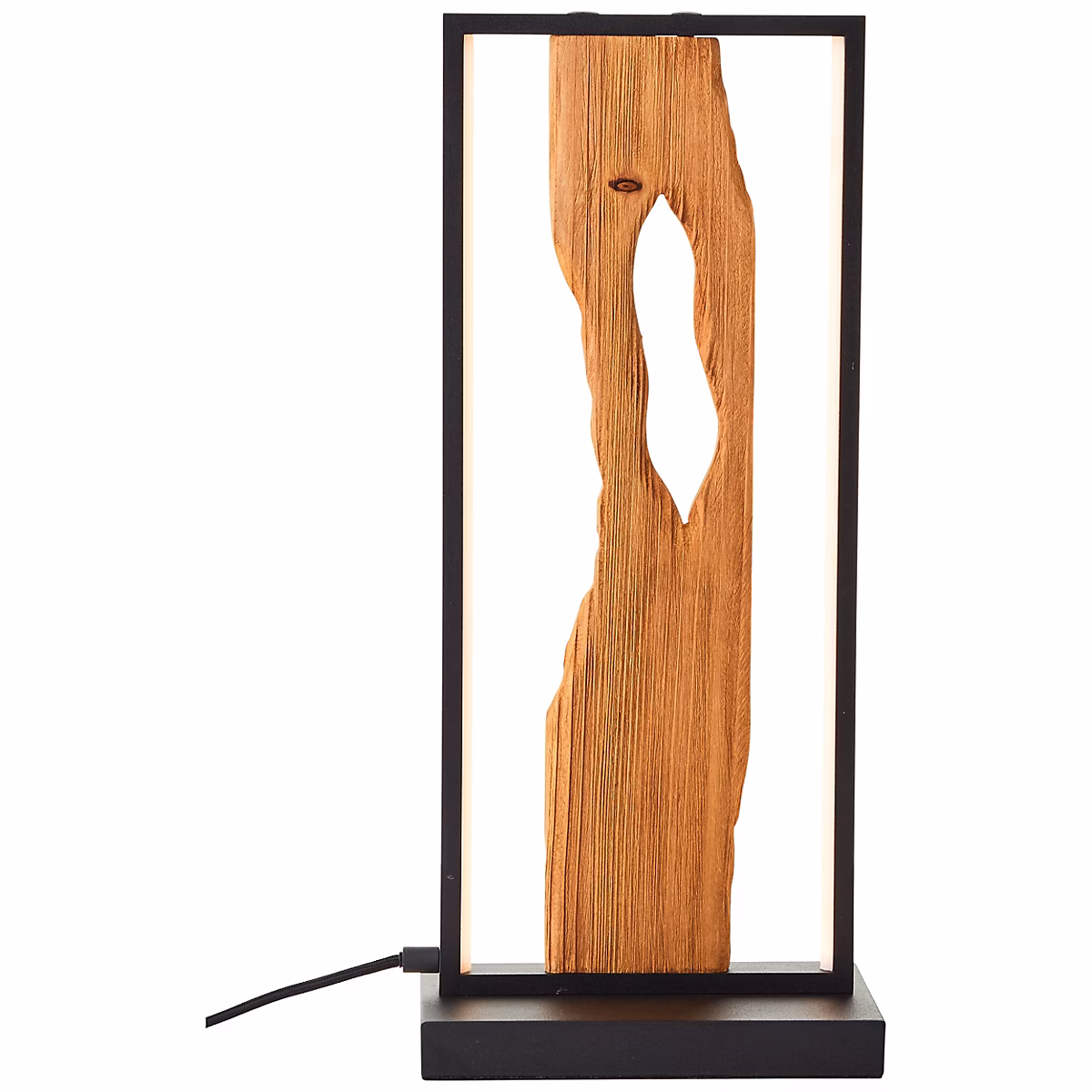 CHAUMONT Lampe à poser noir/bois aluminium/métal/bois – LED intégrée 10W | ampoule incluse