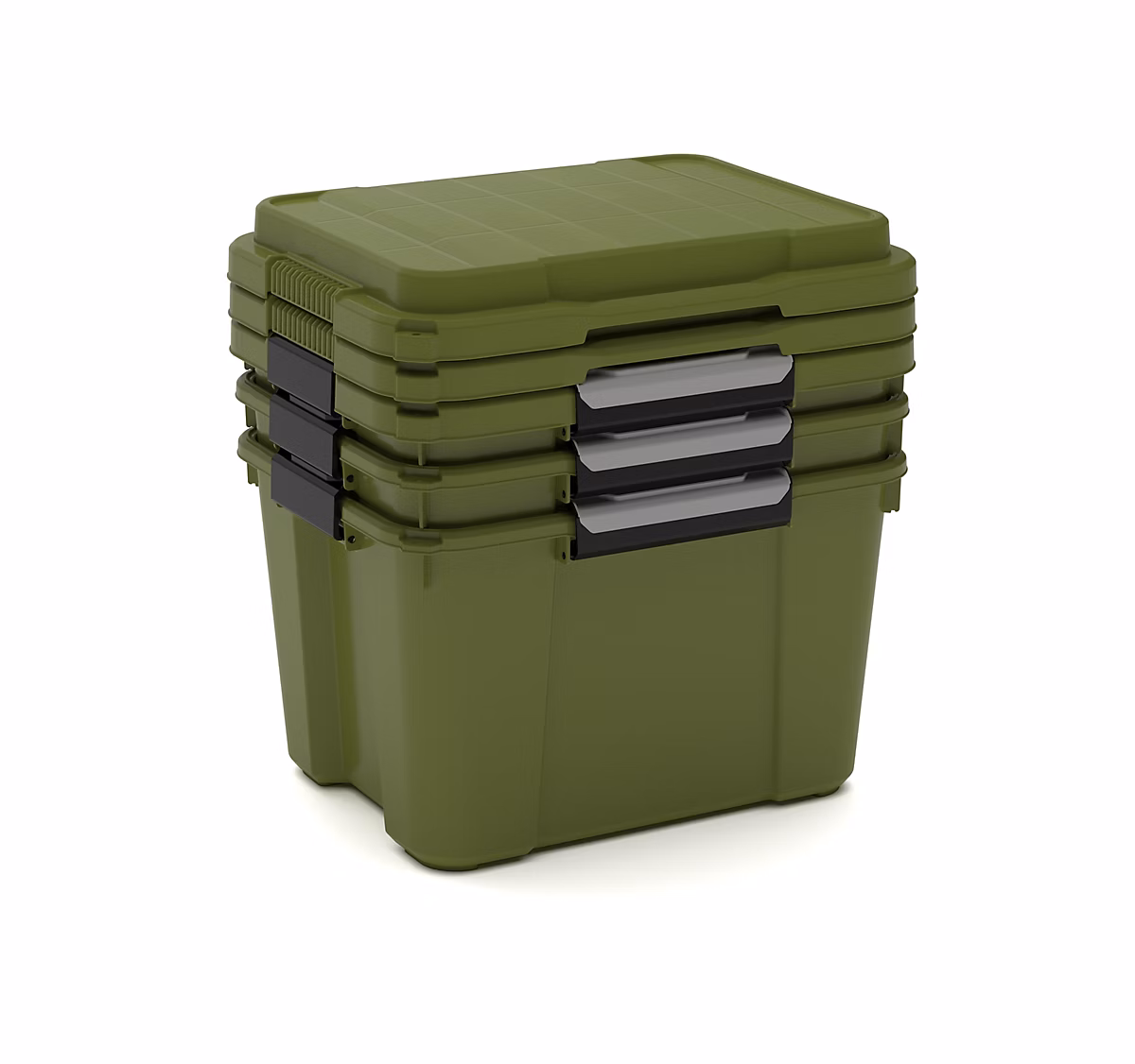Rangement garage et cave – 3 Malles de rangement 80 L Keter Scuba kaki H.50 x l.40 x P.78 cm