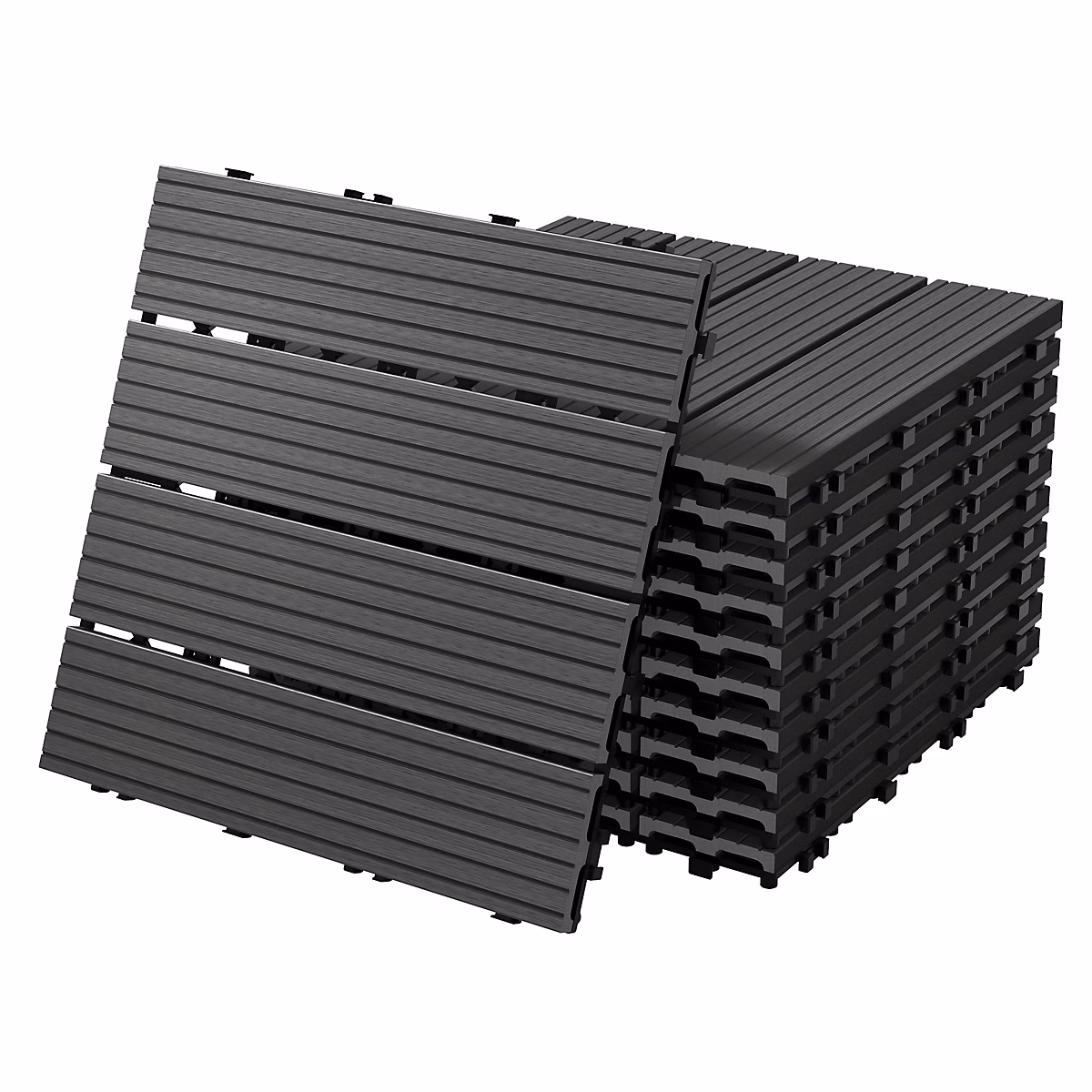 Carreaux de sol WPC WPC 30 × 30cm 5m² carrelage revêtement de sol anthracite