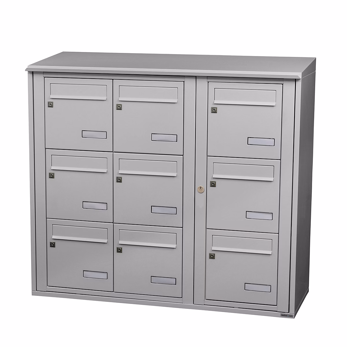 Bloc collectif leabox.com – 3 × 3, grade 3, simple face, Extérieur, fixation murale, Gris clair RAL 7035 finition brillante