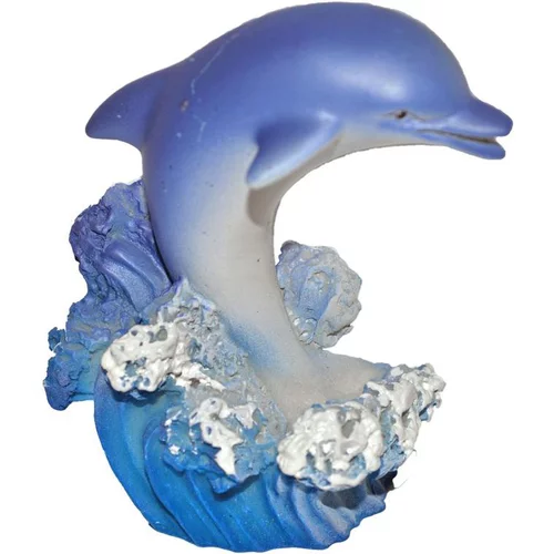 Décoration pour aquarium en résine coloris bleu statuette dauphin