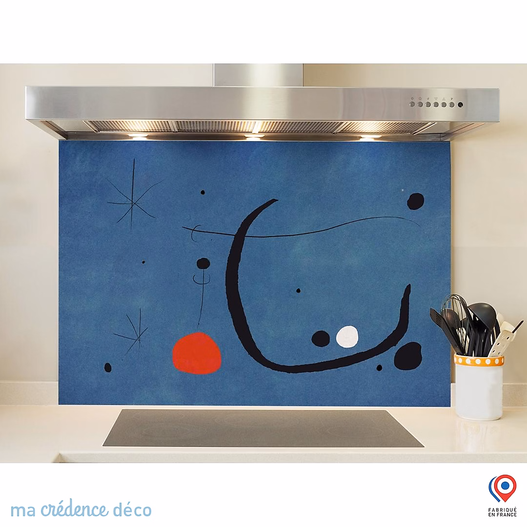 Crédence cuisine fond de hotte Inspiration surréalisme bleu – Alu composite, L 70 cm x H 60 cm, MaCrédenceDéco