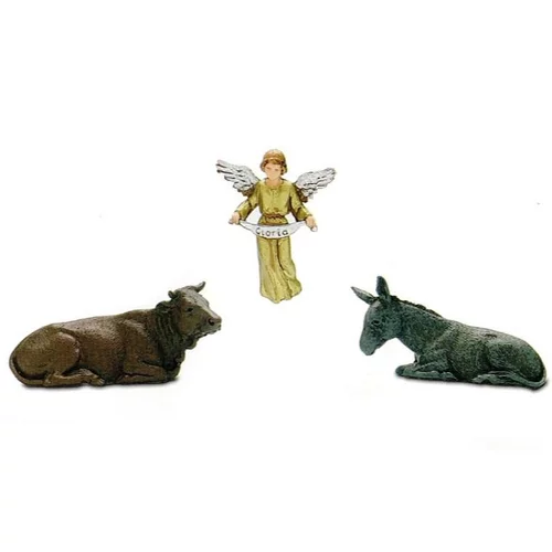 Santons âne, bœuf et ange - 8 cm