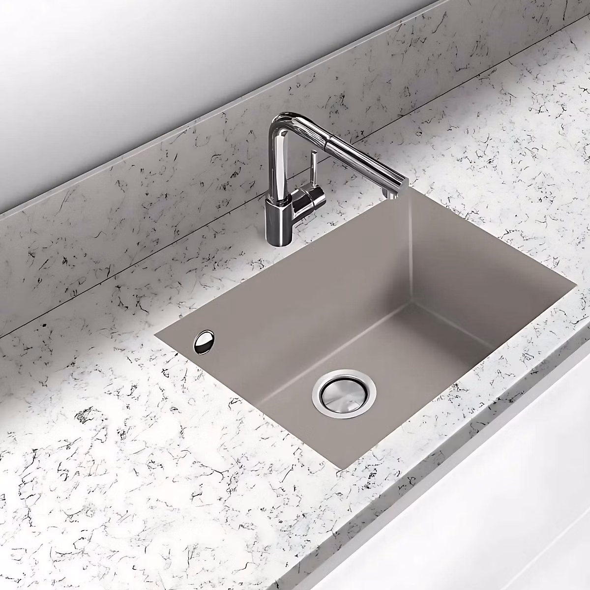 Évier sous – plan 1 Cuve 69 × 40 × 20cm R5mm, Quartz Titanium, Quadra BE FRÉCAN