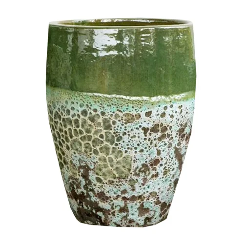 Jarre en grès émaillé fait-main coloris vert Poterie du Bousquet Léon - Ø 59 x H 68 cm