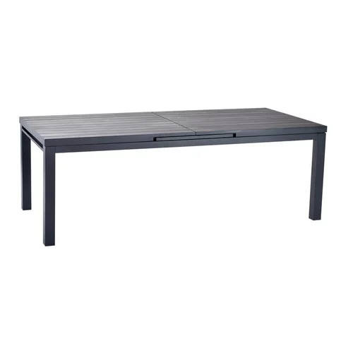 Table de jardin extensible en aluminium coloris noir Carlina -160 à 210 x 90 x 76 cm