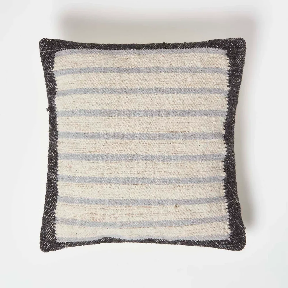 Coussin kilim rayé en laine et coton veria – 45 × 45 cm, HOMESCAPES