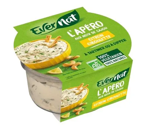 L’Apéro végétal bio à tartiner citron ciboulette Evernat – 140 g