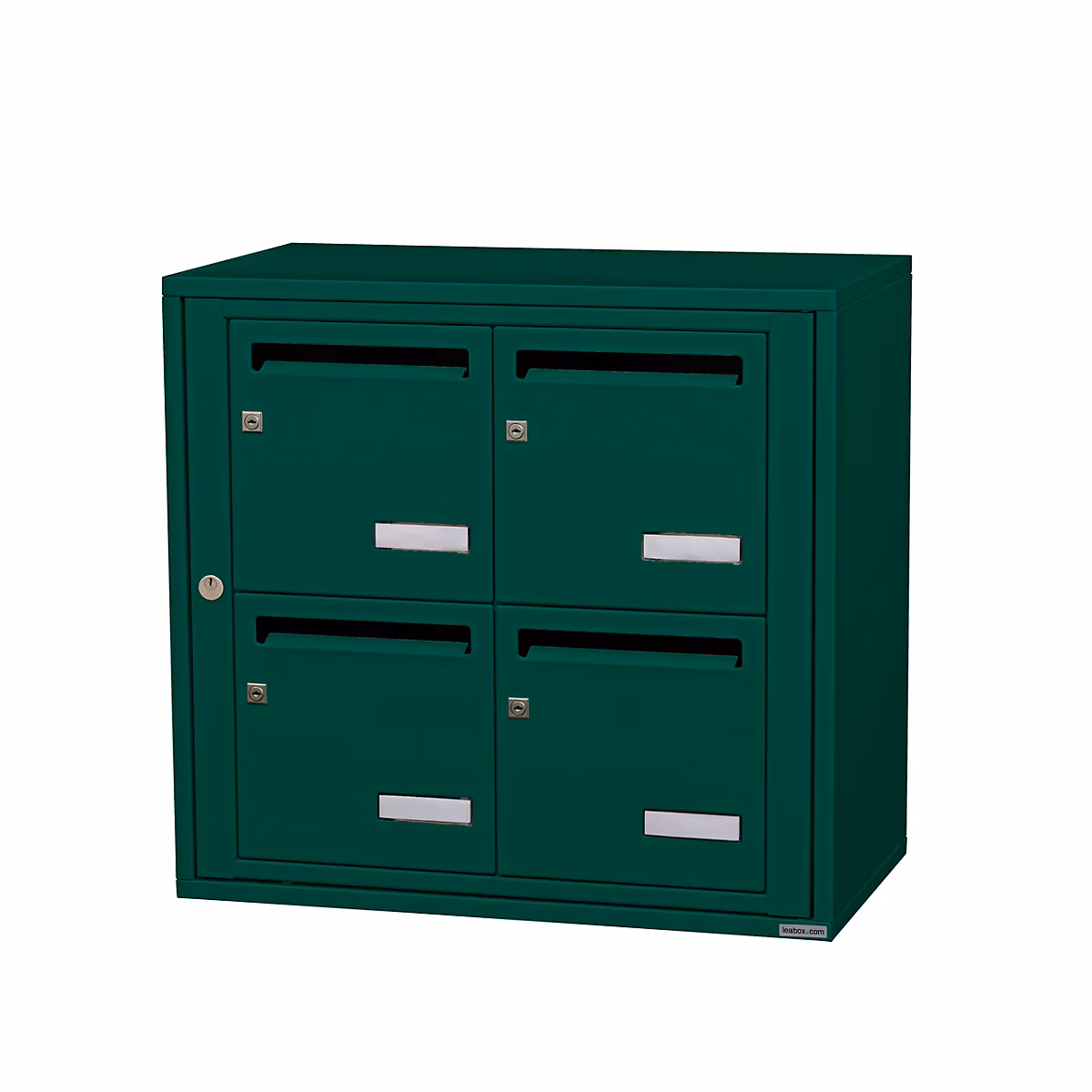 Bloc collectif leabox.com – 2 × 2, grade 3, simple face, Intérieur, fixation murale, Vert mousse RAL 6005 finition brillante