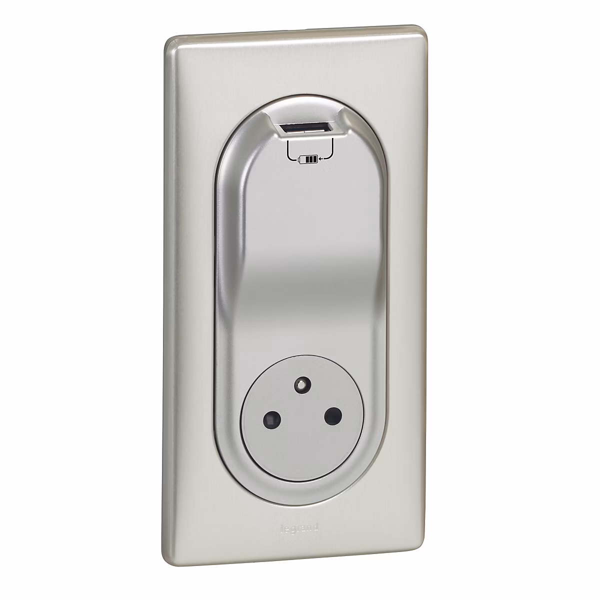 Prise encastrable – Mécanisme de prise de courant affleurante + chargeur USB Legrand Céliane titane