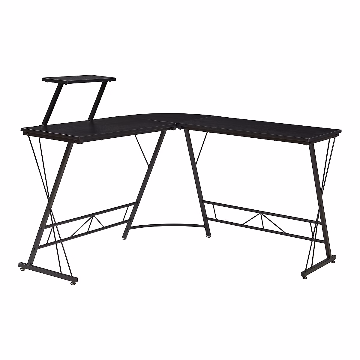 Bureau Yremso avec plateau surélevé 122 × 122 × 98 cm noir en.casa