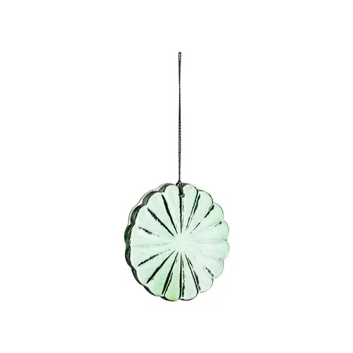 Décoration à suspendre forme soleil en verre vert - Ø 8 cm