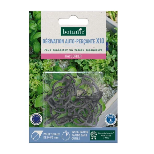 10 jonctions cannelées pour tuyau Ø 4/6 mm auto-perçantes botanic® - Arrosage goutte à goutte