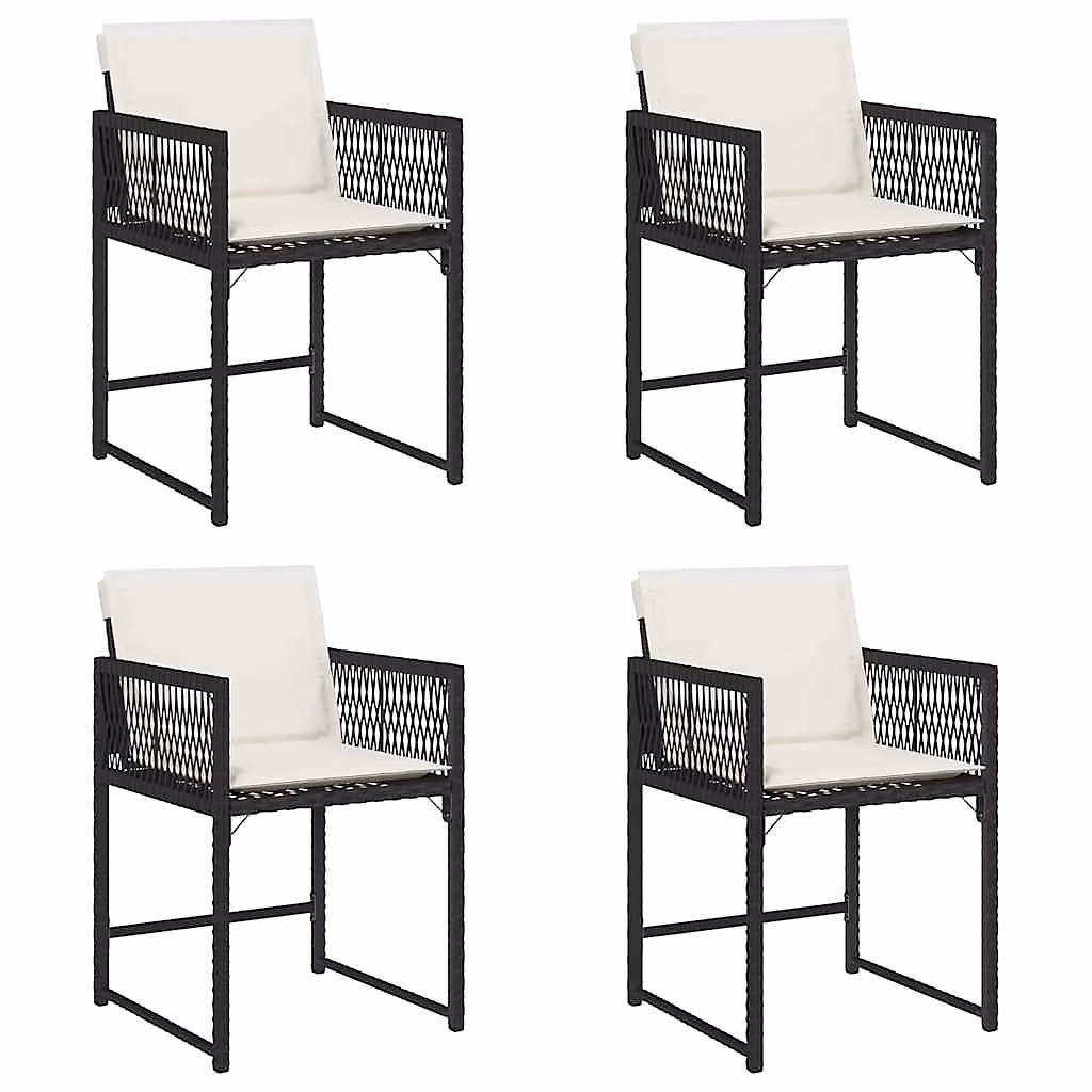 Chaises de jardin avec coussins noir résine tressée vidaXL – lot de 4