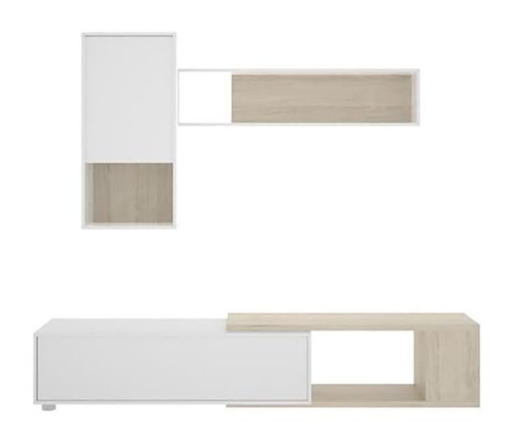 Ensemble séjour de 3 éléments coloris Blanc Brillant /naturel – Réf. XZBLANEXQ8888602687