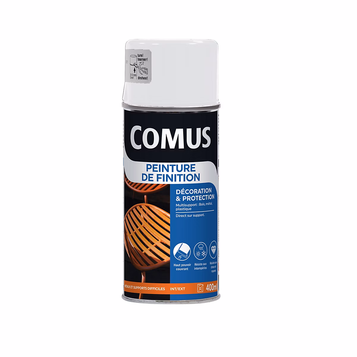 Aérosol 400ml Peinture de finition mat blanc COMUS – Réf. GIDBOYMVA5944138554