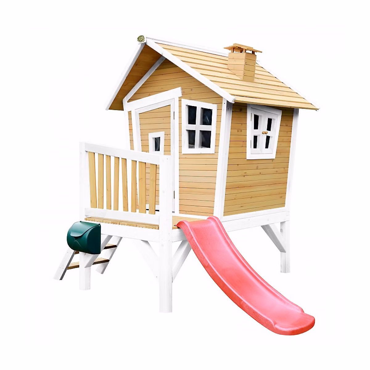 Jeux et loisirs – AXI Cabane enfant ROBIN Brun Blanc avec toboggan Rouge